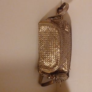 NEW ELLICOTT LUCCA LEATHER GOLD WOVEN (FANNY PACK) OR SHOULDER BAG